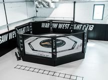 Klatka MMA CAGEREX z matą i zabezpieczonymi słupami